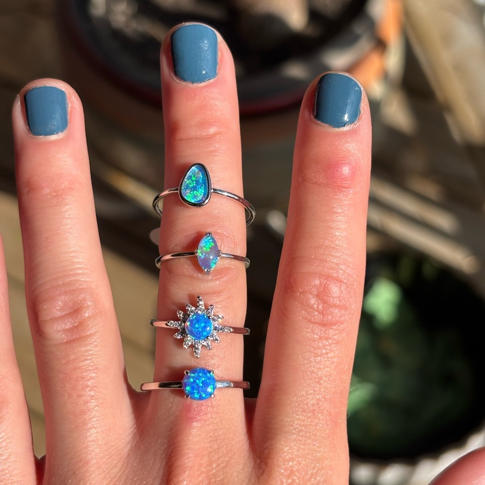 Elegant Silver Opal Rings